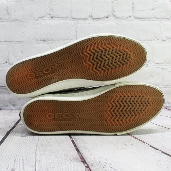 Geox Respira Silver Patent Leather Hi Top Back Zip Sneakers Size US 8 - Picture 9 of 9